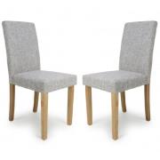 Fargo Light Grey Fabric Dining Chairs With Oak Legs In Pair