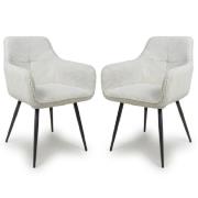 Davidson White Fabric Dining Chairs With Black Legs In Pair