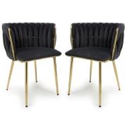 Oaklyn Black Velvet Dining Chairs With Gold Legs In Pair