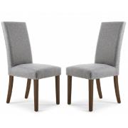 Rabat Silver Grey Fabric Dining Chairs With Walnut Legs In Pair