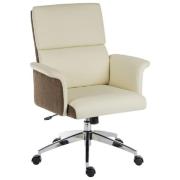 Eustis Medium Back Leather Home And Office Chair In Cream