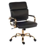 Ventura Leather Home And Office Chair In Black And Brass