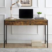 Oakley Wooden Laptop Desk With 2 Drawers In Nutmeg And Black