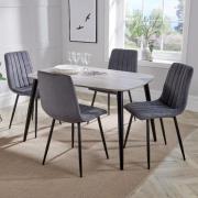 Arta Grey Wooden Dining Table 4 Dark Grey Straight Chairs