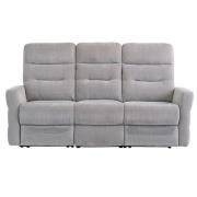 Mila Fabric Electric Recliner 3 Seater Sofa In Silver Grey