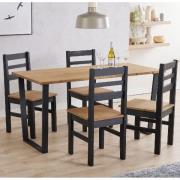 Tilston Wooden Large Dining Table With 4 Chairs In Oak And Black