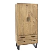 Tilston Wooden Wardrobe With 2 Doors 2 Drawers In Oak And Black