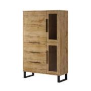 Hamburg Wooden Display Cabinet With 3 Doors In Wotan Oak