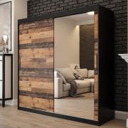 Topeka 1 Mirrored 200cm Wardrobe With 2 Sliding Doors In Dark Oak