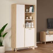 Irvine Wooden Display Cabinet With 2 Doors In Oak And White