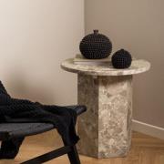 Newry Marble Stone Round Side Table In Brown