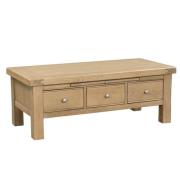 Danville Wooden Coffee Table With 3 Drawers In Oak