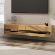 Langley 150cm Wooden TV Stand In Oak And Anthracite With LED