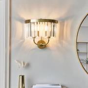 Allston Clear Glass Wall Light In Antique Brass