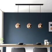 Brussels Mirrored Glass 3 Lights Pendant Light In Gold Black