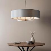 Gonzales Grey Cotton Fabric Pendant Light In Matt Nickel