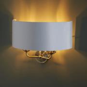 Hixson 2 Light White Fabric Wall Light In Antique Brass