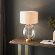 Katonah Oval Clear Glass Table Lamp In White And Brass