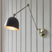 Laramie Matt Black Shade Wall Light In Polished Nickel