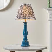 Riyadh Pearl Grey 25cm Shade Resin Table Lamp In Marlin Blue