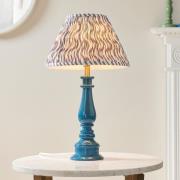 Riyadh Pearl Grey 30cm Shade Resin Table Lamp In Marlin Blue