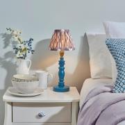 Laredo Pearl Grey 16cm Shade Wood Table Lamp In Marlin Blue