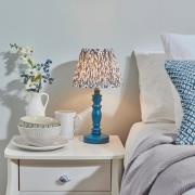 Lincoln Pearl Grey 20cm Shade Wood Table Lamp In Marlin Blue