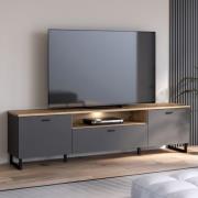 Kanata Wooden TV Stand 2 Drawers In Grey And Oak With LED