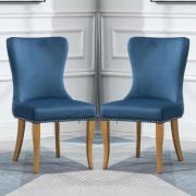 Alpine Midnight Blue Fabric Dining Chairs In Pair