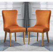 Alpine Burnt Orange Fabric Dining Chairs In Pair