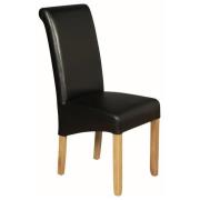 Seguin Faux Leather Dining Chair In Black With Oak Legs