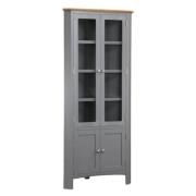 Roswell Wooden Display Cabinet Corner With 4 Doors In Grey