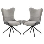 Conroe Light And Dark Grey Woven Fabric Dining Chairs In Pair