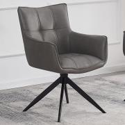 Flint Faux Leather Dining Chair In Storm Grey