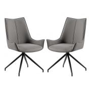 Zurich Grey Faux Leather Dining Chairs In Pair