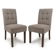 Mendoza Light Brown Fabric Dining Chairs With Walnut Legs In Pair