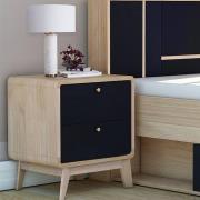 Clive Wooden Bedside Cabinet With 2 Drawers In Oak And Black