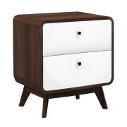 Clive Wooden Bedside Cabinet With 2 Drawers In Walnut And White