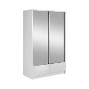 Aztec Mirrored Wardrobe 134cm With 2 Sliding Doors In White Gloss