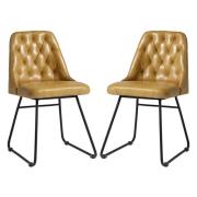 Hayton Vintage Gold Genuine Leather Dining Chairs In Pair