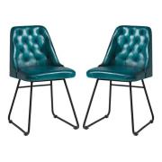 Hayton Vintage Blue Genuine Leather Dining Chairs In Pair