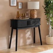 Avenel Wooden Console Table With 2 Sliding Doors In Black