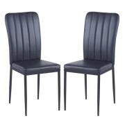 Logan Black Faux Leather Dining Chairs In Pair