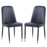 Lima Black Faux Leather Dining Chairs In Pair