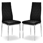 Laurel Black Faux Leather Dining Chairs With Chrome Frame In Pair