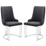 Burma Charcoal PU Leather Dining Chairs With Steel Frame In Pair