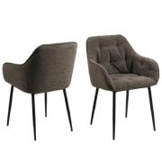 Bilbao Taupe Fabric Dining Chairs With Armrest In Pair