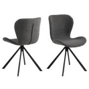 Baldwin Anthracite Fabric Dining Chairs With Black Legs In Pair