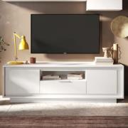 Skokie Wooden TV Stand 2 Doors 1 Drawer In Matt White