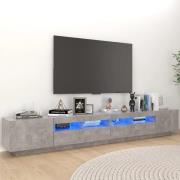 Krakow Small Wooden TV Stand In Concrete Grey With LED